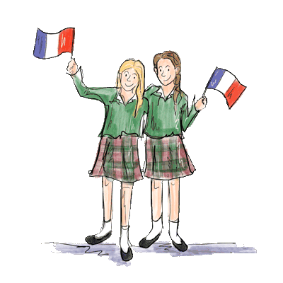 Girls with flag