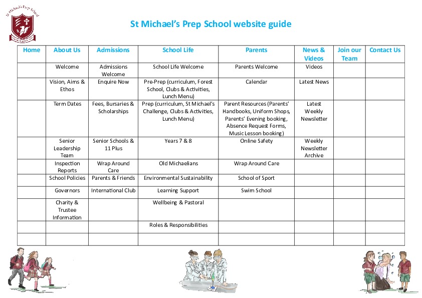 St Michael's Prep website guide